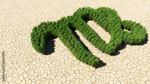 Concept or conceptual group of green forest tree on dry ground background as sign of virgo zodiac sign. A 3d illustration symbol for  esoteric, the mystic, the power of prediction of astrology