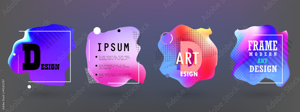 Covers templates set with graphic geometric elements. Applicable for brochures, posters, covers and banners. Vector illustrations.