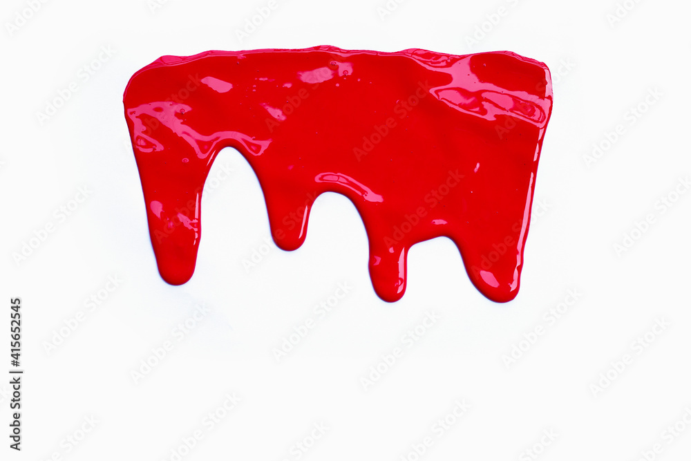 Paint red color dripping, Color cropping on white