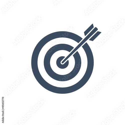 Target with arrow flat vector icon.