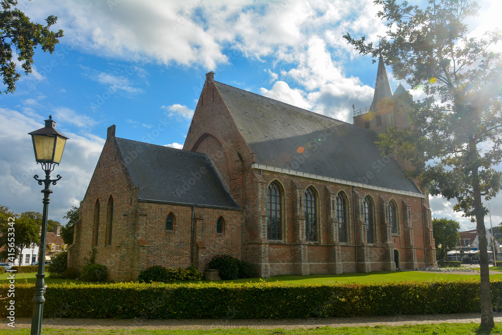 Sint Jacobus Church in Renesse, Zeeland, Netherlands in sunshine