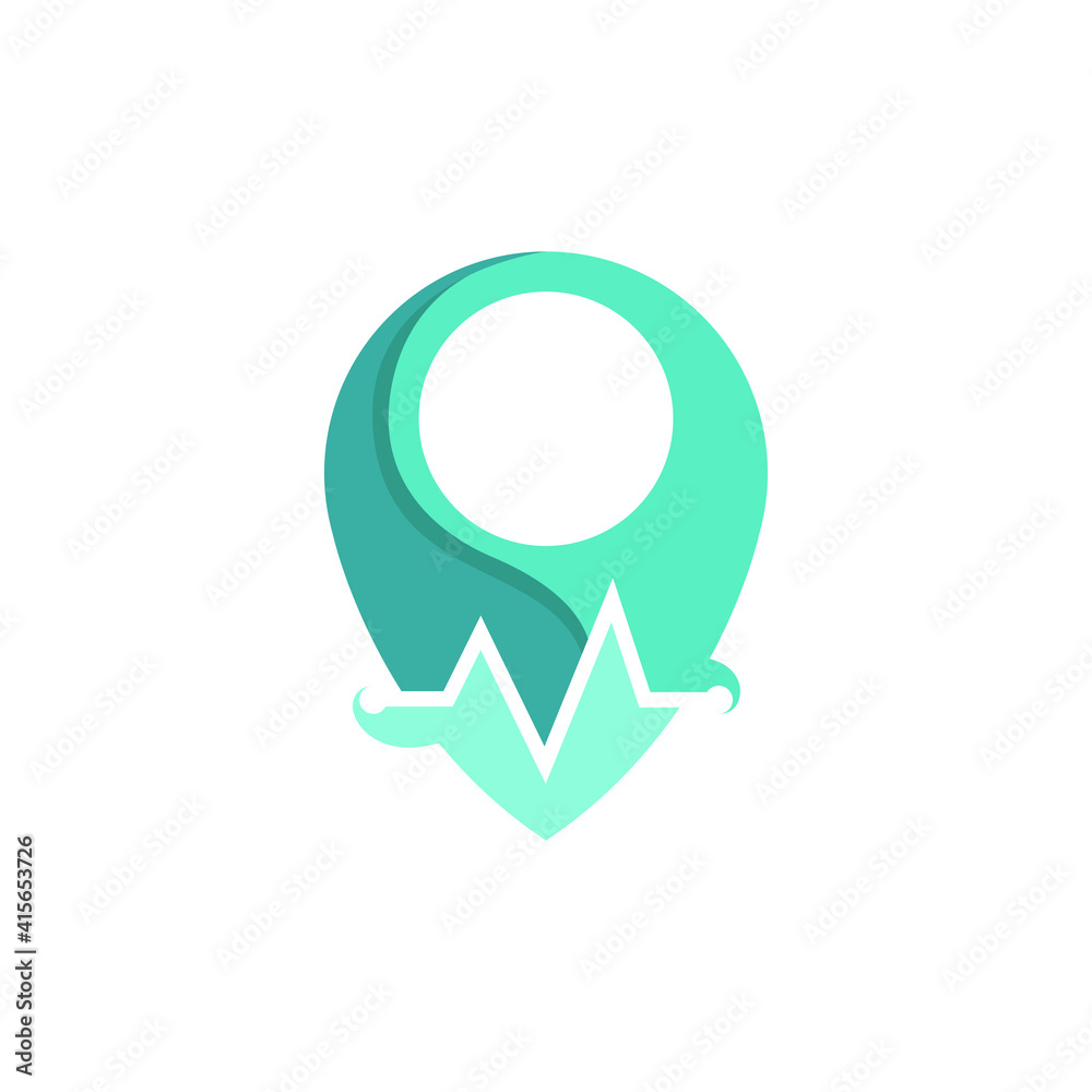 Creative medical map direction pointer logo design vector. Abstract map pointer logo with health pulse icon medical health logo design template Creative medical map direction pointer logo design vector. Abstract map pointer logo with health pulse icon medical health logo design template