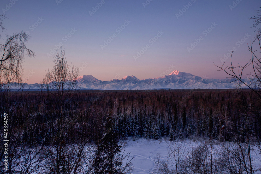Alaska Range - Denali, Foraker, Hunter (south view) Alaska Range - Denali, Foraker, Hunter (south view)