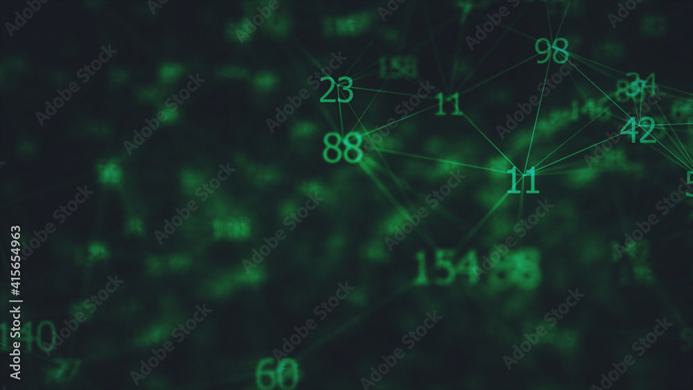 3d rendered illustration of network connection numbers. High quality 3d illustration