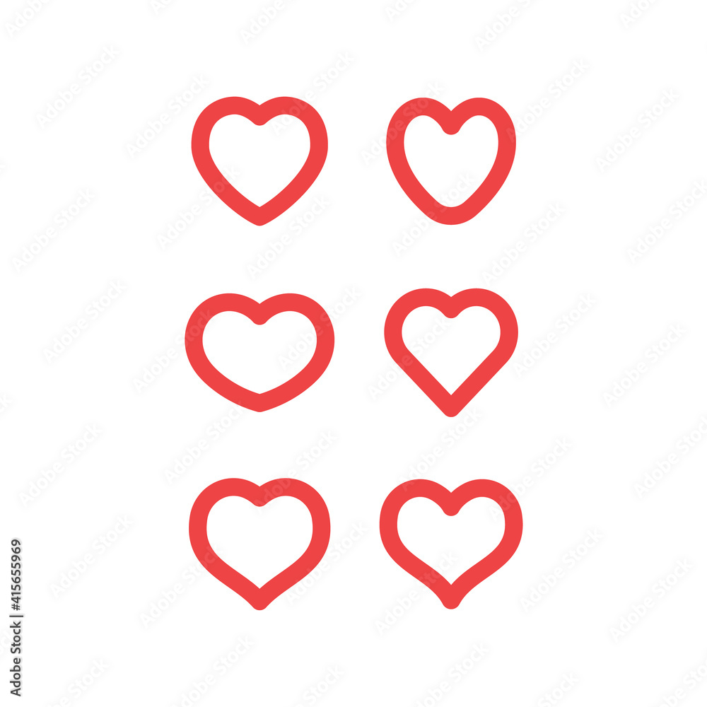 Hearts vector icon collection. Valentine's day romance symbols.