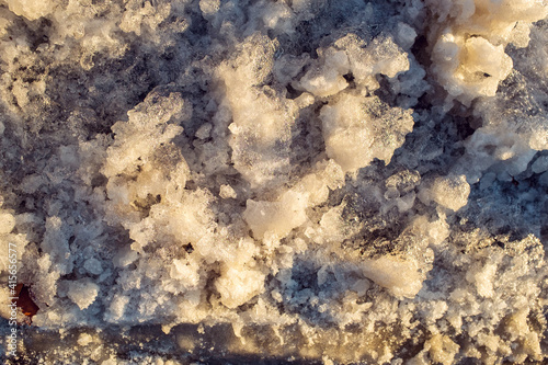 Frozen slushy snow and ice pattern © Amy Buxton