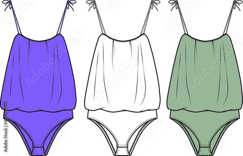 Women's  Top. Fashion Flat Sketch, apparel template, vector. women strap top