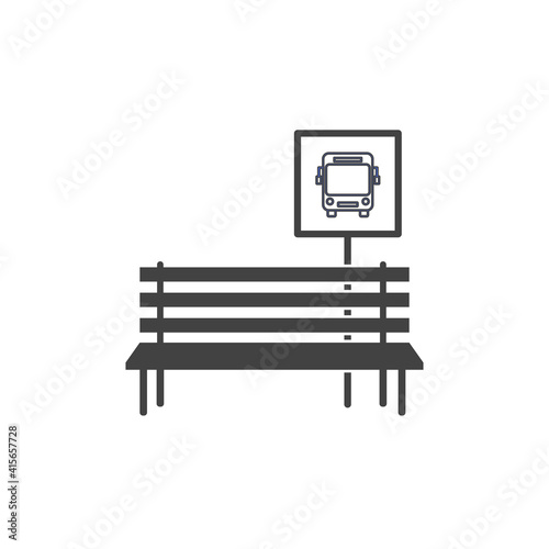 Bus stop vector icon on white isolated background. Layers grouped for easy editing illustration. For your design. © oksanaoo