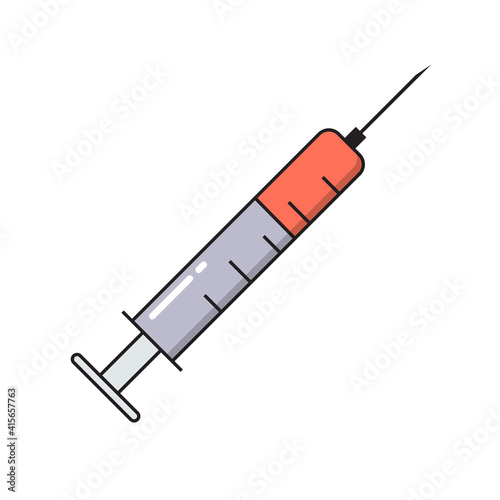 Syringe with vaccine simple medical icon in trendy line style isolated on white background for web apps and mobile concept. Vector Illustration