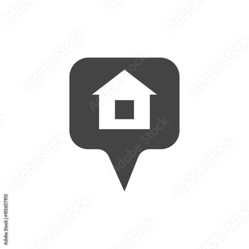 Pin home vector icon on white isolated background.