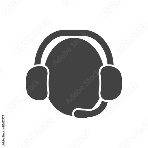 Vector icon of technical or social support service by phone on white isolated background.