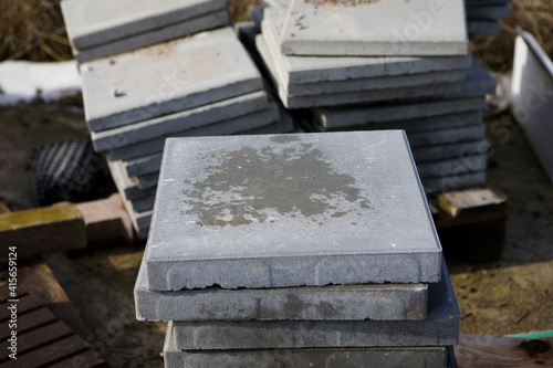 Concrete gray paving slab
