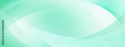 Abstract background made of curves and halftone dots in green colors