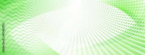 Abstract background made of curves and halftone dots in light green colors