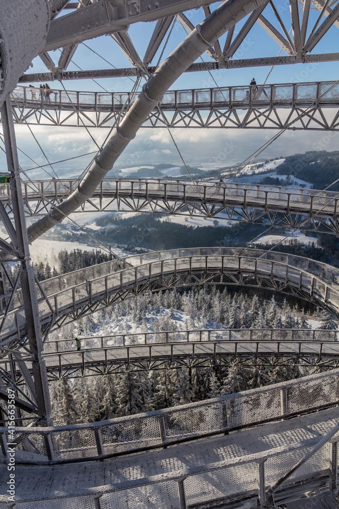 Fototapeta premium Dolni Morava Sky Walk in the winter, Czech Republic