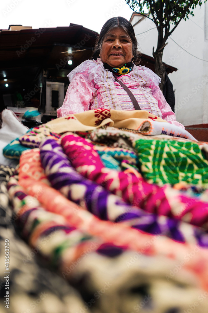 traditional mexican old woman smiling