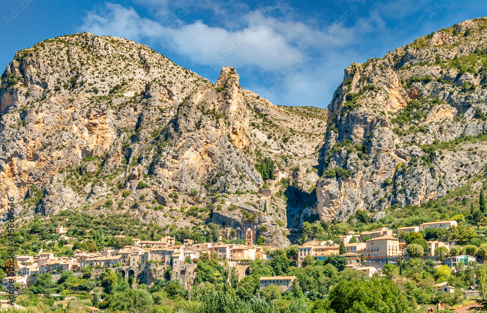 A view of the old village of Moustiers Sainte Marie in France