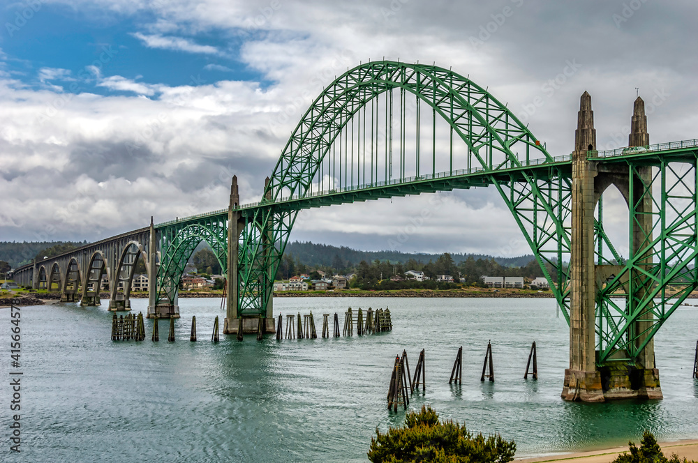 An old steel bridge along the Oregon coast, USA