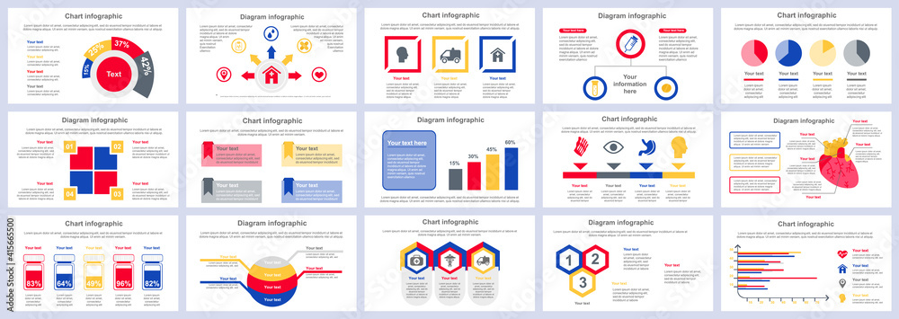 Bundle medical services infographics presentation slides template. Different charts, diagram, workflow, flowchart, healthcare icons, medicine design template. Vector info graphic and infographics set. Bundle medical services infographics presentation slides template. Different charts, diagram, workflow, flowchart, healthcare icons, medicine design template. Vector info graphic and infographics set.