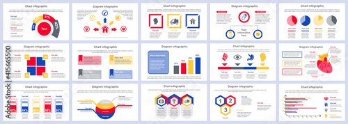 Bundle medical services infographics presentation slides template. Different charts, diagram, workflow, flowchart, healthcare icons, medicine design template. Vector info graphic and infographics set.