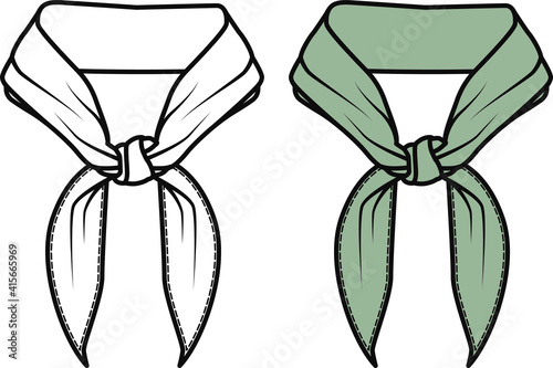 SCARF, accessories, fashion flat sketch vector, apparel template