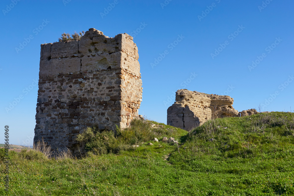 remains of the wall and castle of Turon in Ardales, province of Malaga. Spain.