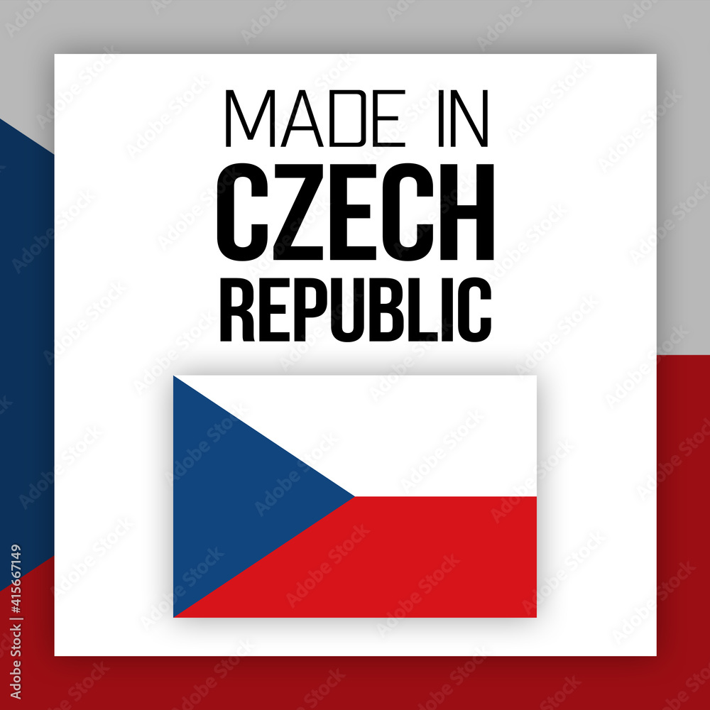 Made in Czech Republic label illustration with national flag Made in Czech Republic label illustration with national flag