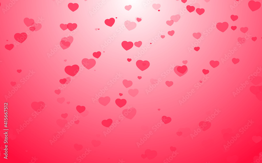 Valentine day pink hearts on pink background.