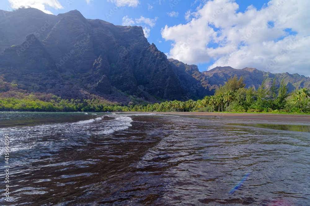 plage de Hakaui ,nuku hiva - iles marquises - polynesie francaise plage de Hakaui ,nuku hiva - iles marquises - polynesie francaise