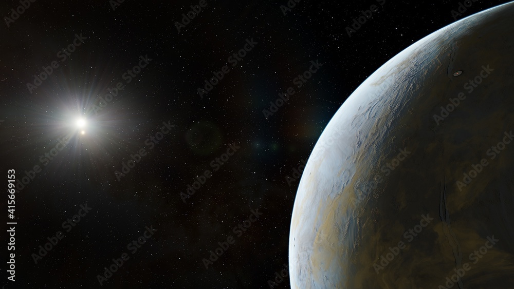 Naklejka premium Planets and galaxy, science fiction wallpaper. Beauty of deep space. Billions of galaxy in the universe Cosmic art background 3d render