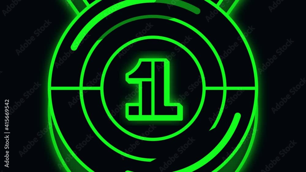 Gold medal green outline - zooming in on number 1 animation motion graphics