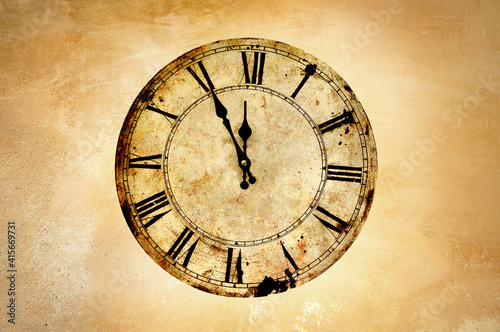 Vintage clock with handles on 11.55.