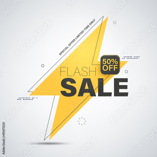 Flash sale banner template design for web or social media, Best offer save up to 50% off.