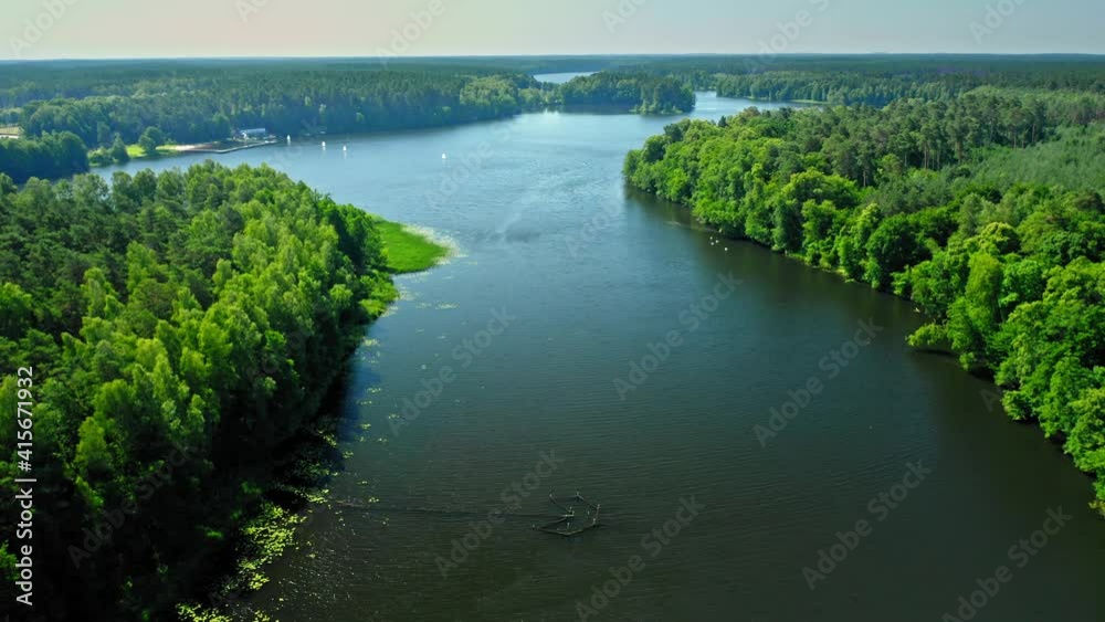 River between green forests, aerial view of Poland River between green forests, aerial view of Poland