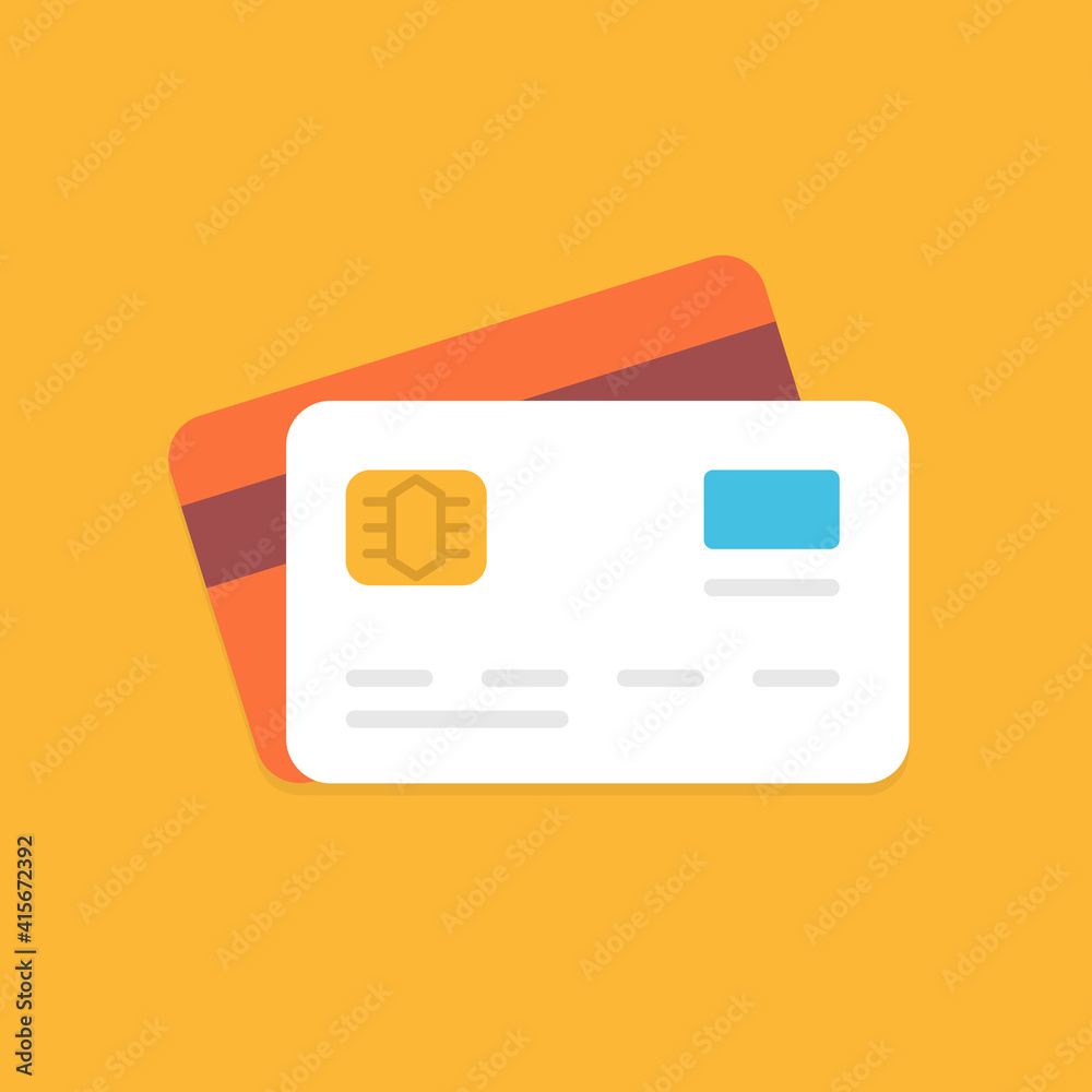 Credit card flat icon. Front and back side. Vector icon Credit card flat icon. Front and back side. Vector icon