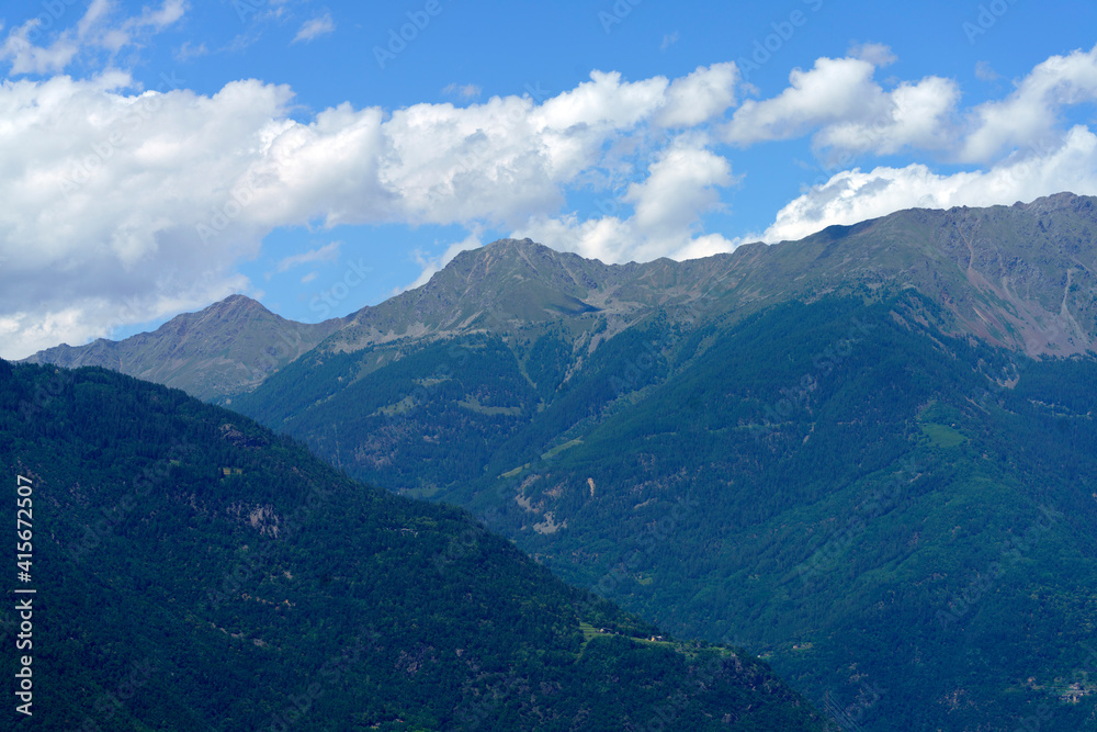 Mountain landscape at summer along the road of Aprica pass