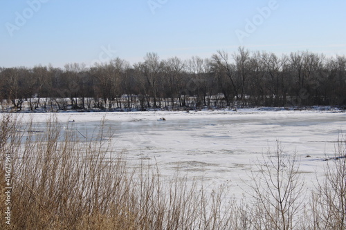 Siberian River bank in winter