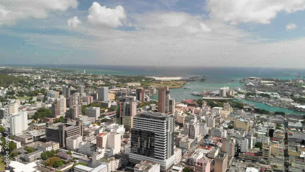 Panoramic aerial view of Port Louis from city fortress in Mauritius Panoramic aerial view of Port Louis from city fortress in Mauritius