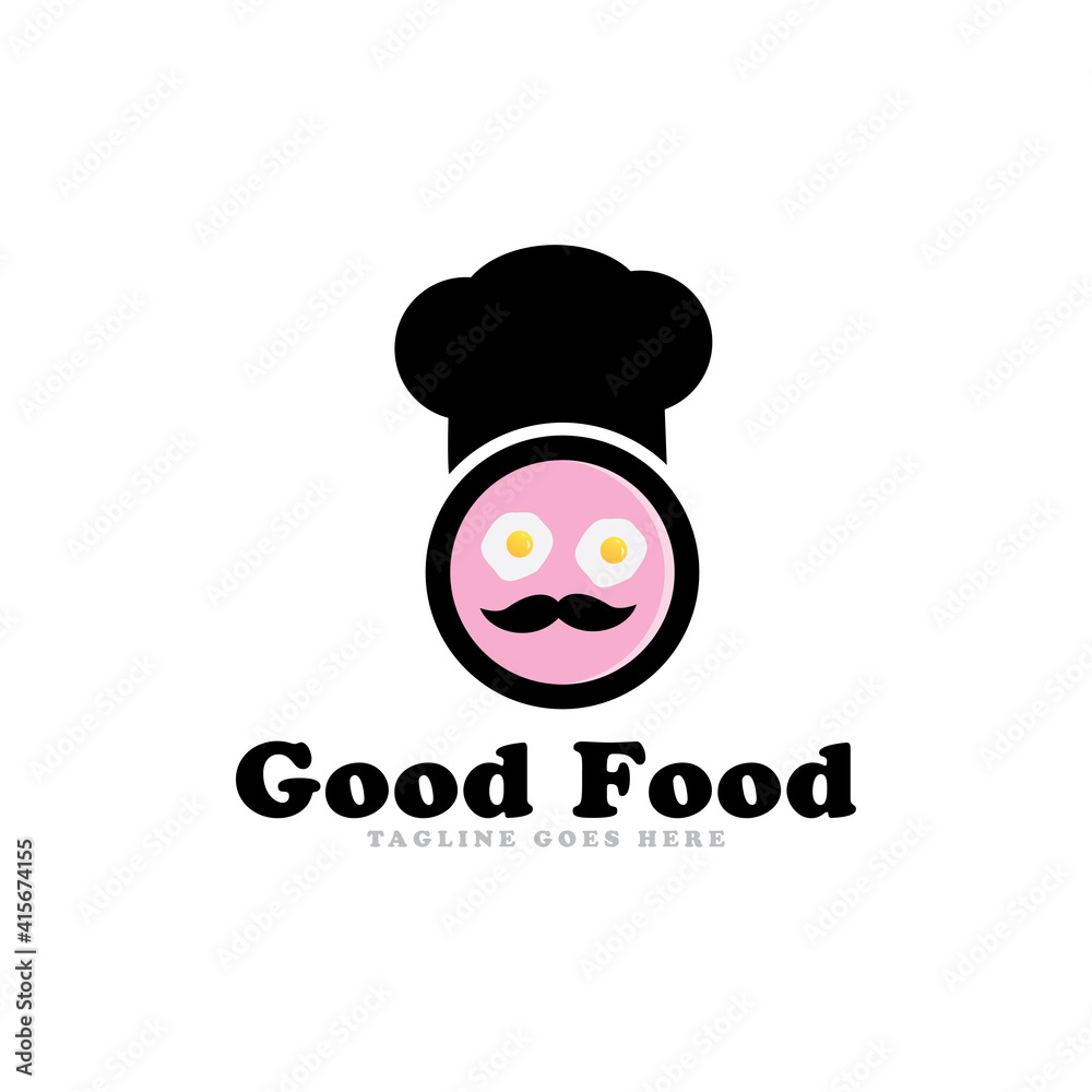 Naklejka premium Good food logo icon vector template.