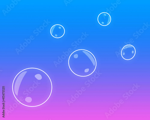 Bubbles isolated on a pink and blue gradient