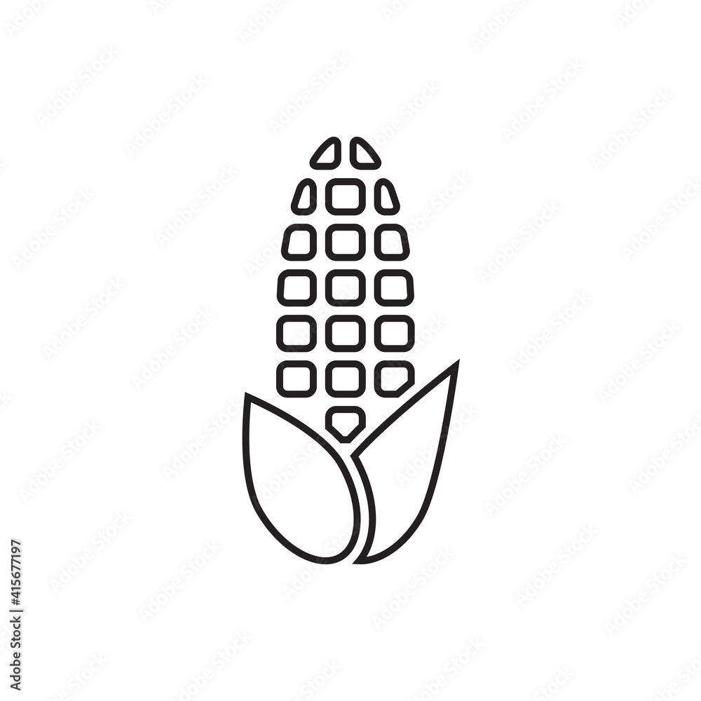 Corn icon, black line isolated on white background, vector illustration. Corn icon, black line isolated on white background, vector illustration.