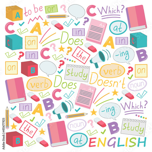 Concept of learning English. Flat design, vector pattern.