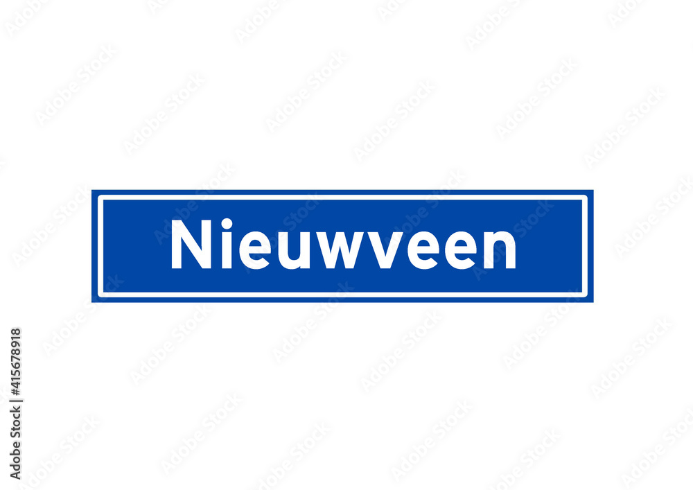 Nieuwveen isolated Dutch place name sign. City sign from the Netherlands. Nieuwveen isolated Dutch place name sign. City sign from the Netherlands.