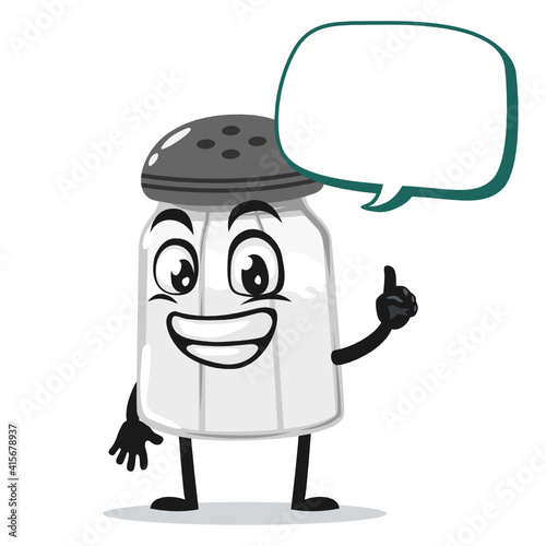 vector illustration of salt shaker mascot or character says with blank balloon speech