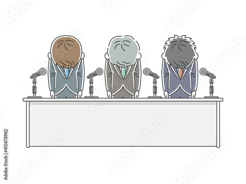 企業の謝罪会見のイラスト