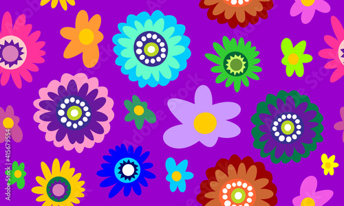 Flowers set. Bright, cartoon, seamless set for gift wrapping and other purposes.
