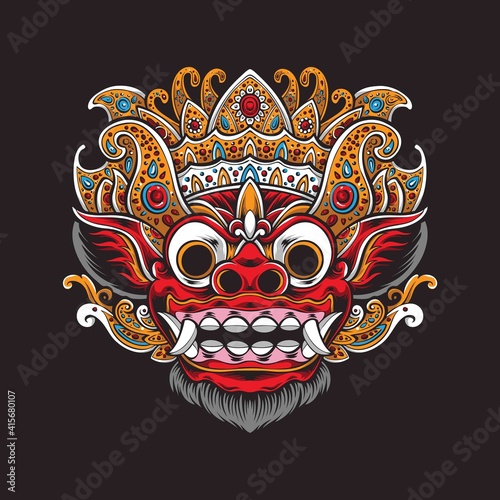 balinese barong mask vector illustration