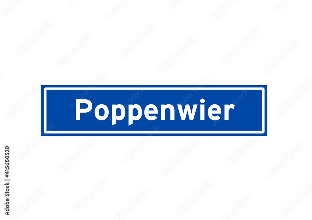 Poppenwier isolated Dutch place name sign. City sign from the Netherlands.