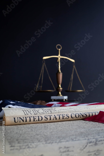 The flag and the constitution of United states of America 