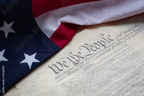 The flag and the constitution of United states of America  photo